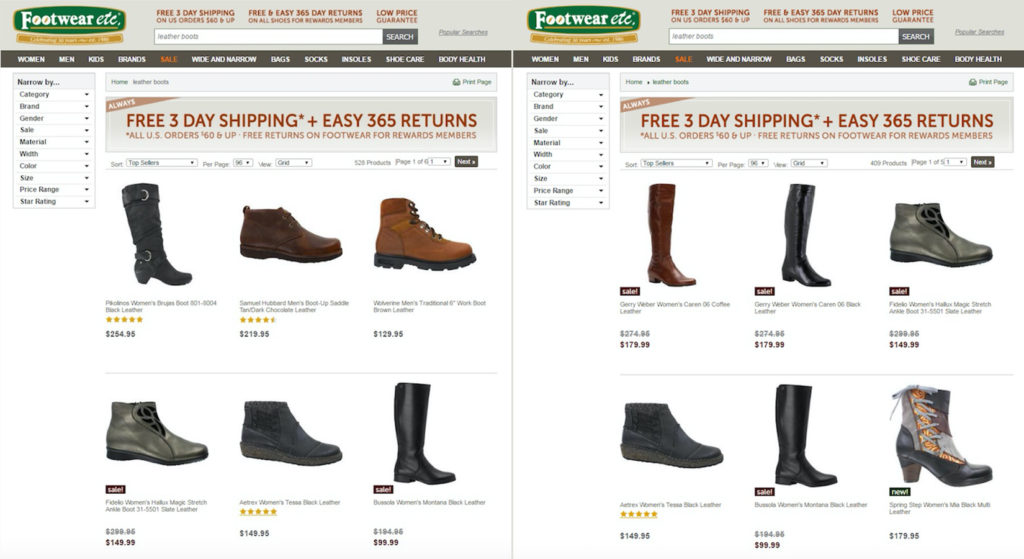 E-commerce Personalization - Footwear Etc Screenshot