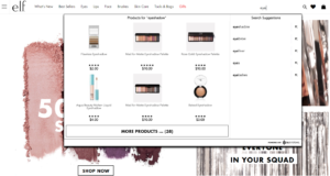 Visual Merchandising Autocomplete E-commerce Site Search - e.l.f. Screenshot