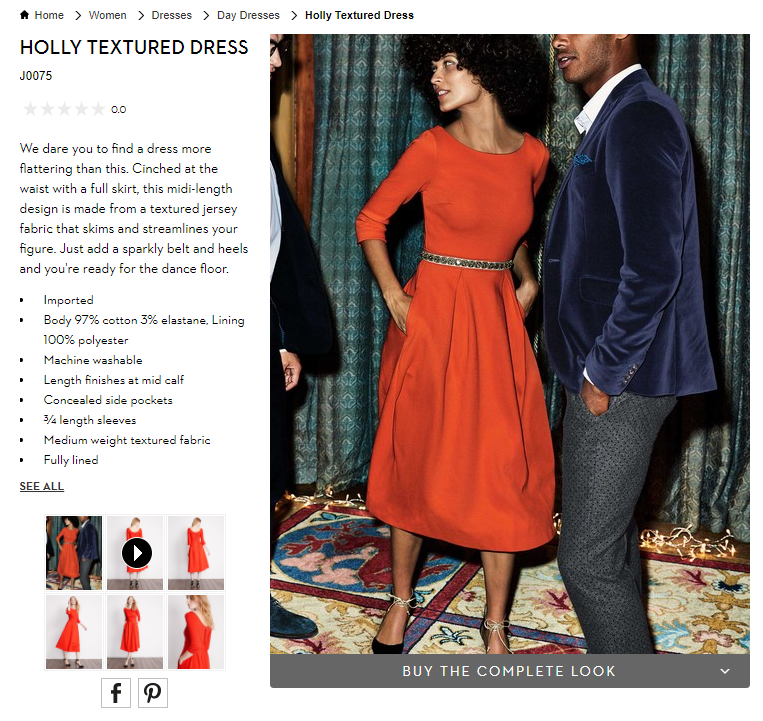 Ecommerce Visual Merchandising - Boden Product Page Screenshot
