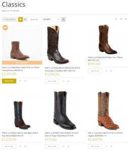 ecommerce merchandising category page buy now button - Allen's Boots